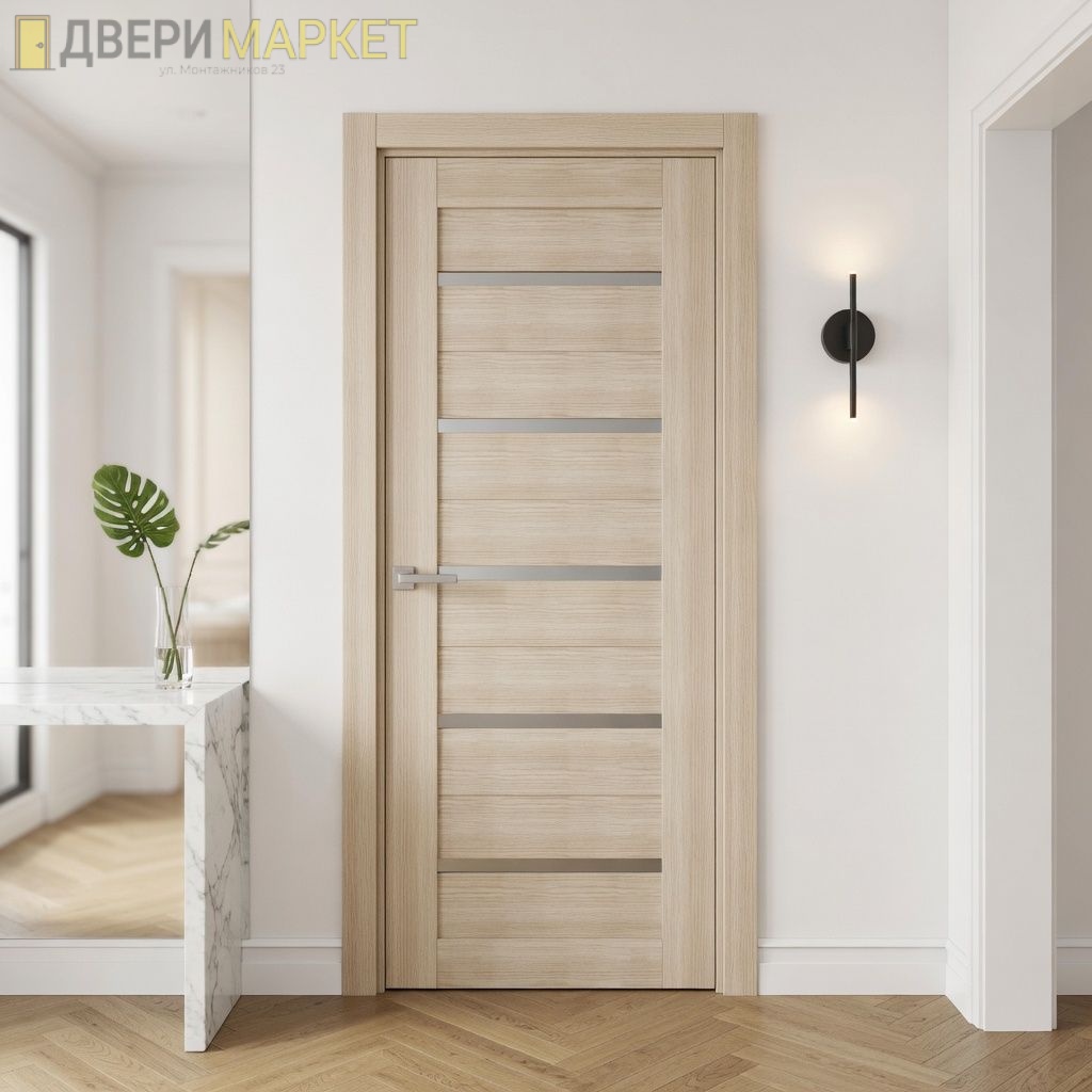 Межкомнатная дверь Vida-1 Беленый дуб матовое стекло