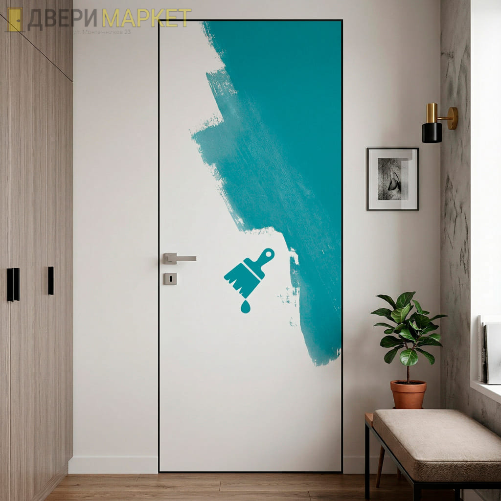 скрытая дверь INVIZIBLE 42 мм ГРУНТ (Алюминиевая-кромка черная с 4х сторон)