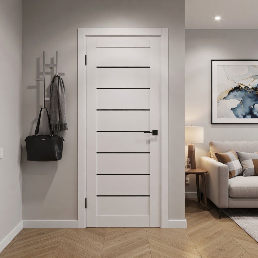 Межкомнатная дверь Vida 11 (Белый бланко/черное стекло)