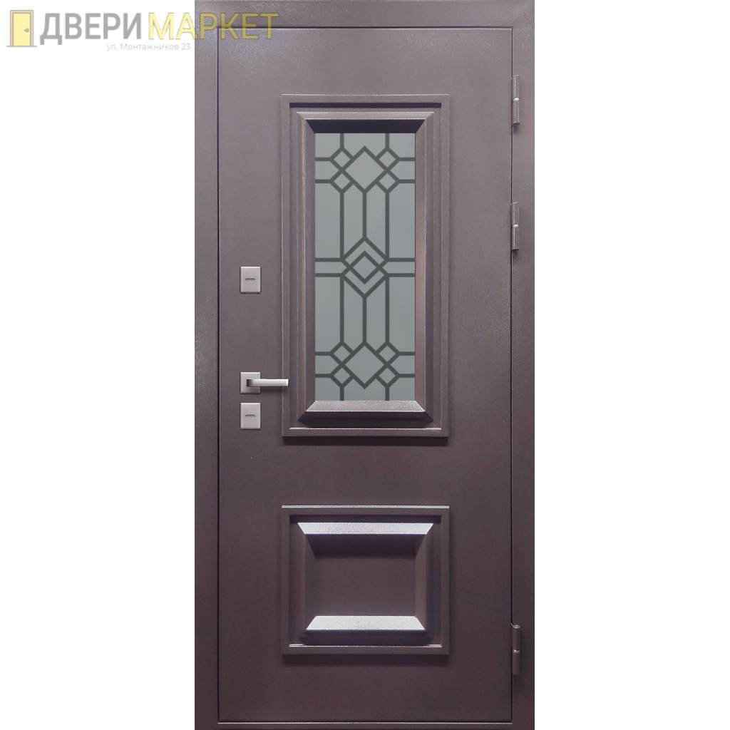 Входная дверь для дома с терморазрывом Протерма 3D стеклопакет шоколад