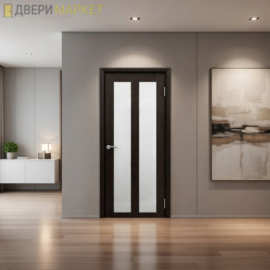 Влагостойкая дверь Zargo модель DUO со стеклом, цвет Венге1