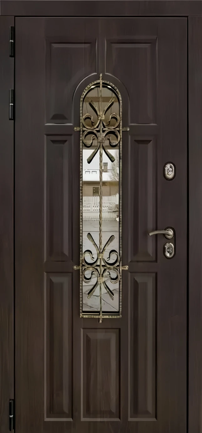 Лион термо темный орех (ковка + стеклопакет)