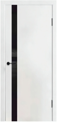 Межкомнатная дверь Vida SH-4 Вайт черное стекло черная кромка
