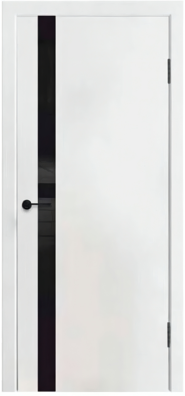 Межкомнатная дверь Vida SH-4 Вайт черное стекло черная кромка