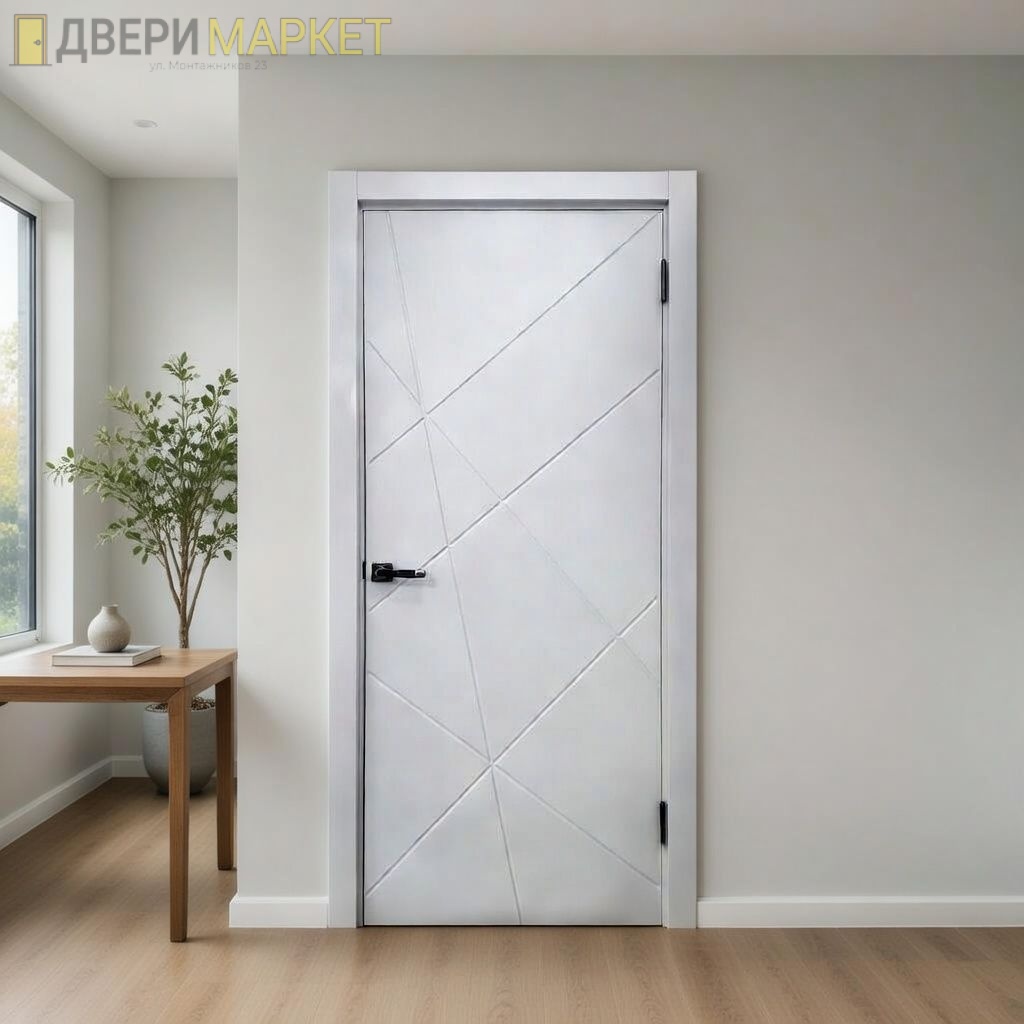 Межкомнатная дверь глухая Вектор 4 Бетон снежный